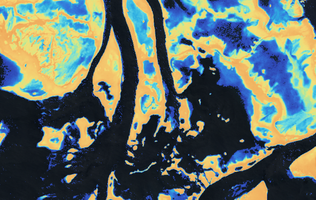 BlueVision 2D bathymetry map and cross-section profile